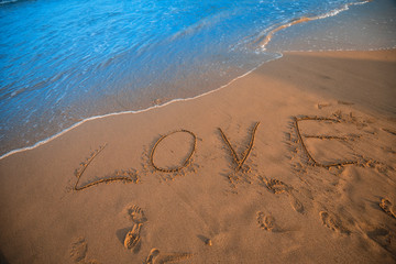 Love sign on beach