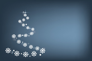 Abstract Christmas Tree made from snowflakes and stars, vector