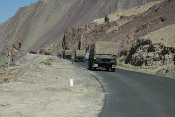 Indian army truck convoy