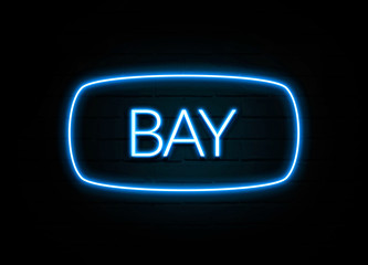 Bay  - colorful Neon Sign on brickwall