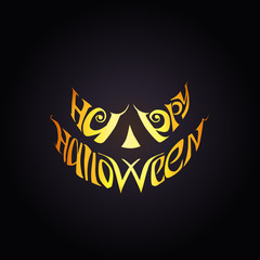 Happy Halloween. Vector smiling face with lettering.
