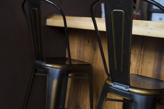 Two Industrial Bar Chairs