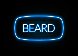 Beard  - colorful Neon Sign on brickwall