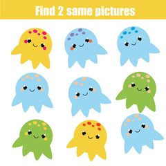Find the same pictures children educational game. Animals theme
