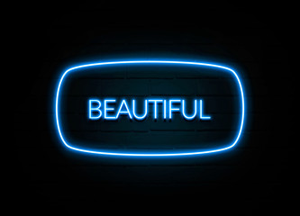 Beautiful  - colorful Neon Sign on brickwall