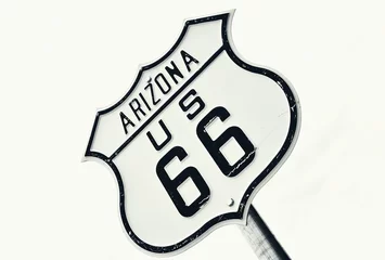 Fotobehang Snelweg route 66 verkeersbord, Arizona. © StockPhotoAstur