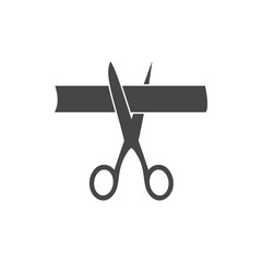 Scissors cut ribbon, cutting ribbon