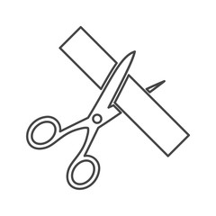 Scissors cut ribbon, cutting ribbon