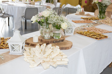 table ready for appetizer in wedding day celebration