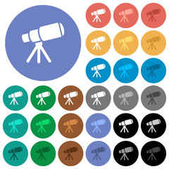 Space telescope round flat multi colored icons