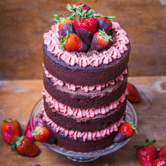 Erdbeere Schokoladen Torte Naked Cake