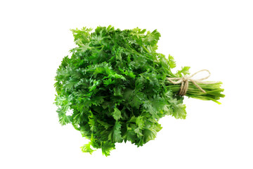bunch of fresh, green parsley leaves isolated on white background