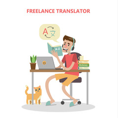 Isolated freelance translator.