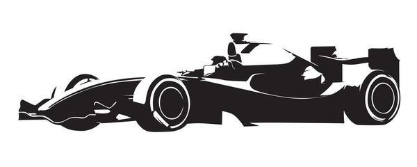 Formula racing car, abstract vector silhouette