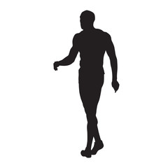 Fototapeta na wymiar Man walking, young athlete, isolated vector silhouette