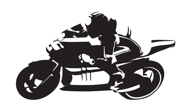 Road motorcycle rider, abstract vector silhouette