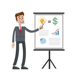 Businessman with chart board.