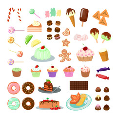 Sweets and candies set.