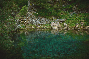 little mountain lake with pure transparent water in Iceland