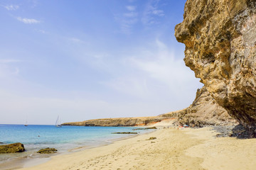 Beach Playa las Coloradas in Morro Jable on Fuerteventura, Spain.