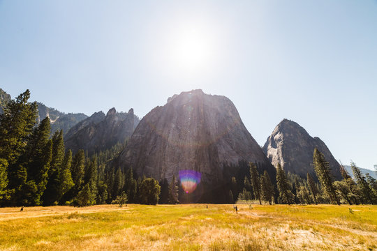 Sun Over Rock Formations in Yosemite