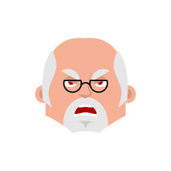 Doctor angry emotion avatar. Physician evil emoji. Vector illustration