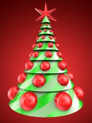 3d Christmas tree over red