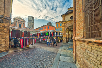 weekly street market in Reggio Emilia
