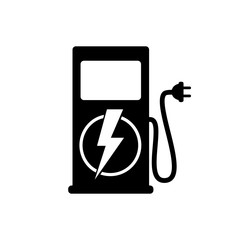 Значок станции зарядки электро автомобилей. Векторная иллюстрация.