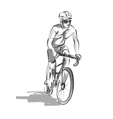 Naklejka premium Vector line sketch cyclist