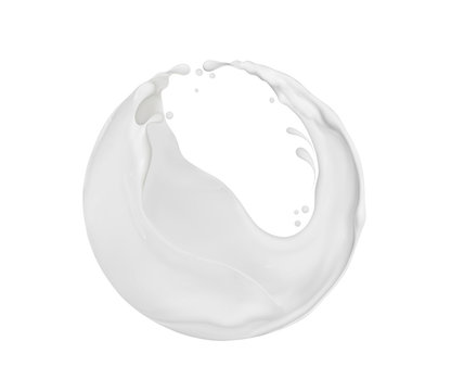 Splashes of cream in spherical shape, isolated on white background