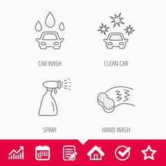 Car wash icons. Cleaning station linear signs.