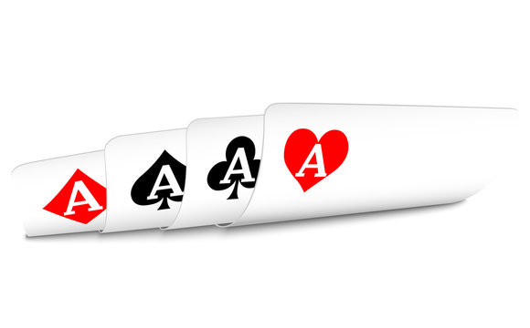 Four aces playing cards poker winner hand