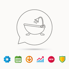 Bathroom icon. Bath with shower sign.