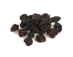 black raisins isolated on white