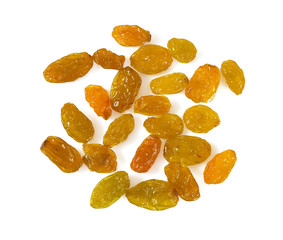 yellow raisins isolated on whtie