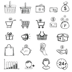 icon graphic shopping purchases sketch