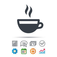 Coffee cup icon. Hot tea drink sign.