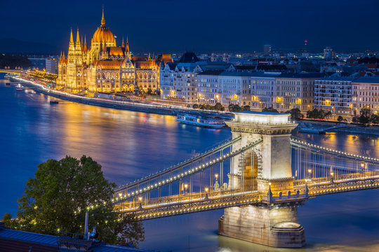 Budapest. Cityscape image of Budapest, capital city of Hungary, during twilight blue hour.