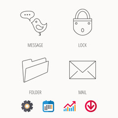 Lock, folder hand and e-mail icons.