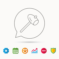 Hammer icon. Repair or fix sign.