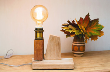 Glowing Edison bulb table lamp