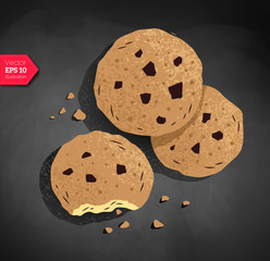 Cookies on chalkboard background