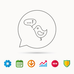 Bird with speech bubble icon. Short messages.
