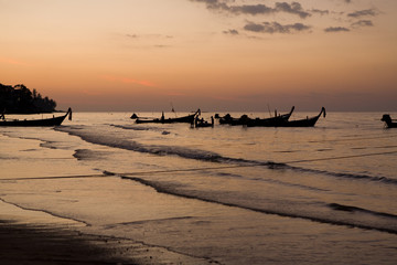 Beautiful sunset at tropical beach. Thailand