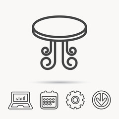 Vintage table icon. Furniture desk sign.