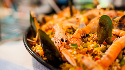 Portugese Seafood Paella - obrazy, fototapety, plakaty