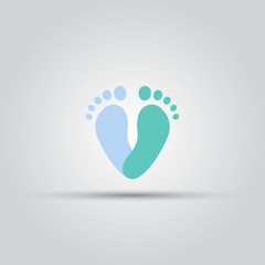 Footprint in the form of heart isolated vector colored icon