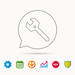 Wrench key icon. Repair tool sign.