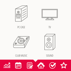 Sound, club music and pc case icons.